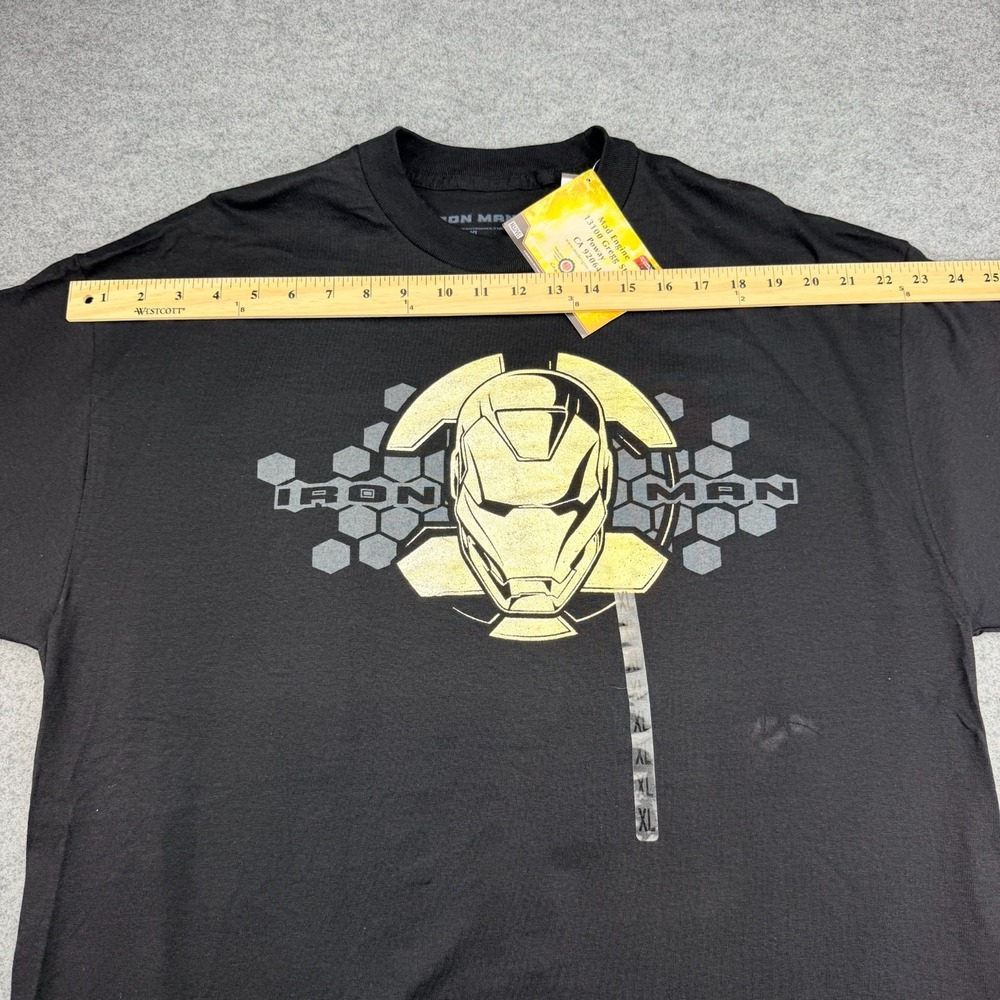 Iron Man 2008 Movie Mad Engine Gold Face T-Shirt Black XL New With Tags - Picture 10 of 15